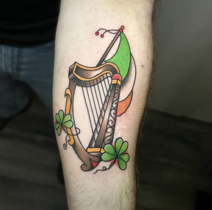 Best 43+ Harp Tattoo Designs for St. Paddy’s