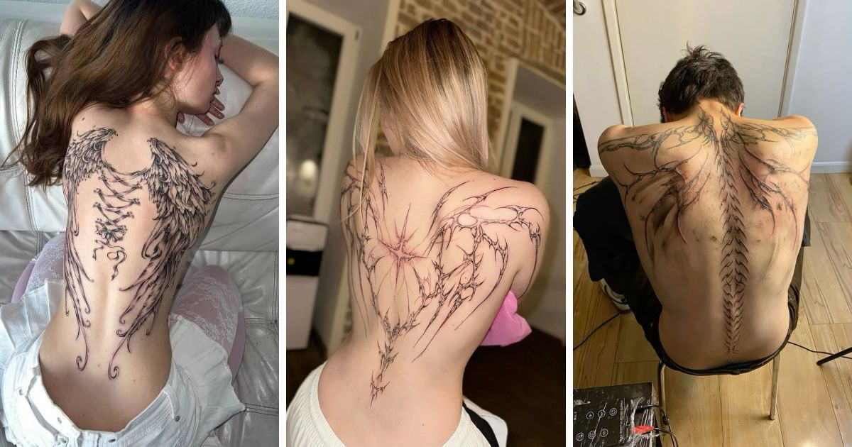 21+ Wings Ethereal Tattoos on Back: Angelic & Dreamlike Designs