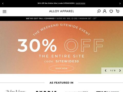 Alloy Apparel Coupons and Promo Code