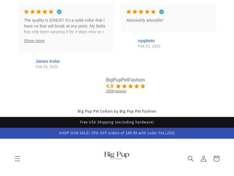 Big Pup Pet Fashion Coupons and Promo Code