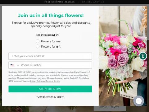 Enjoy Flowers Coupons and Promo Code