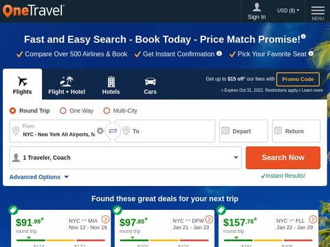 OneTravel Coupons and Promo Code