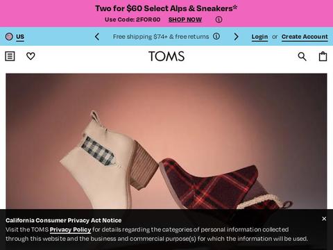 TOMS SHOES Coupons and Promo Code