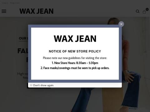 WAX JEAN Coupons and Promo Code