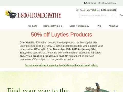 1-800 Homeopathy Coupons and Promo Code